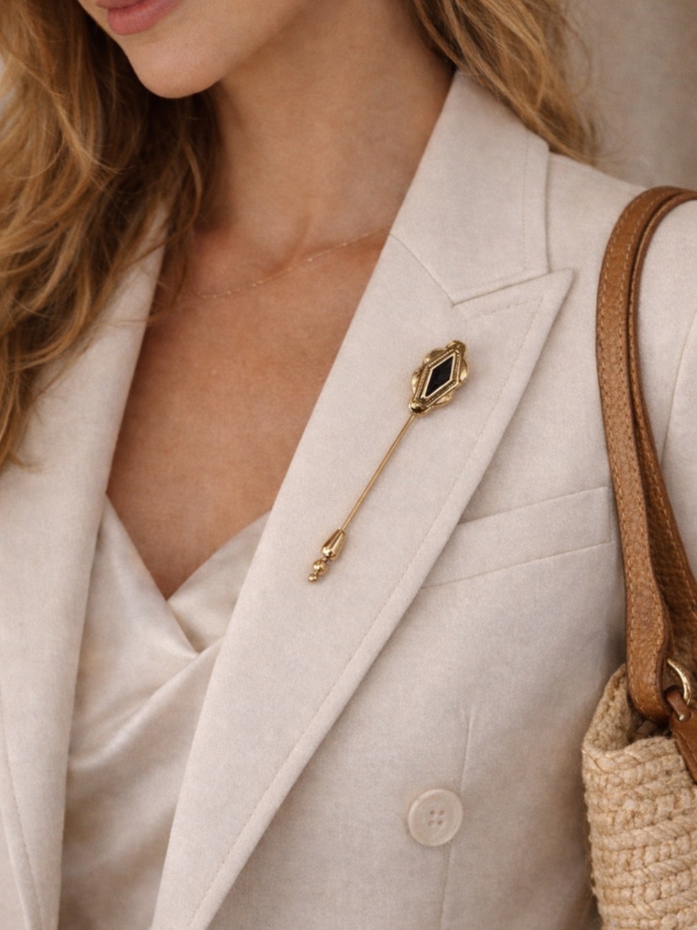 Vintage Gold & Black Enamel Stickpin
